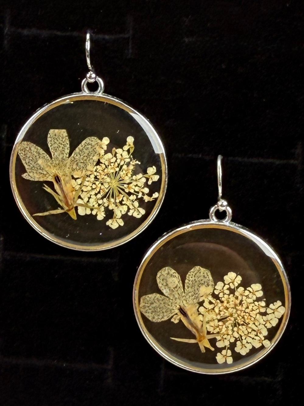 Handmade Floral Resin Drop Pierced Earrings